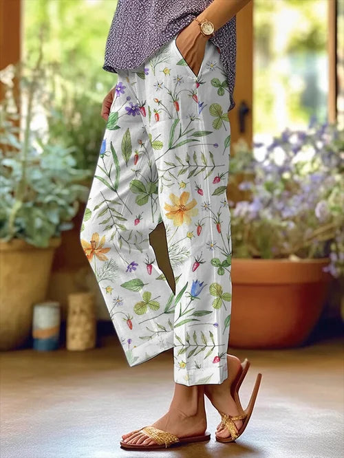ND | Women's Floral Design Lose Sac Patchwork Casual Pantalon