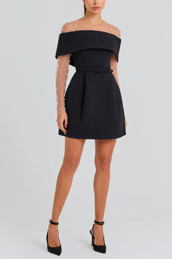 EP | Elégante Soirée Revers Bandeau Ceinture amovible Mini Robe Pochée