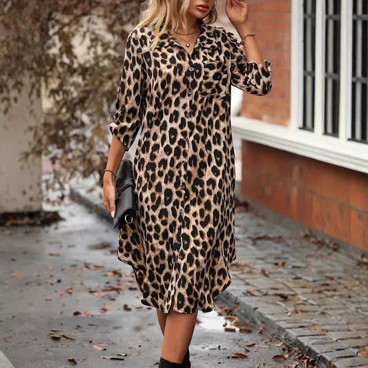 EP | Leopard Print Beach Cover-up V-cou Robe de bikini de vacances