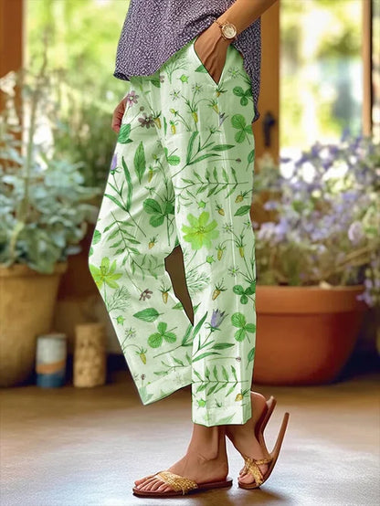 ND | Women's Floral Design Lose Sac Patchwork Casual Pantalon