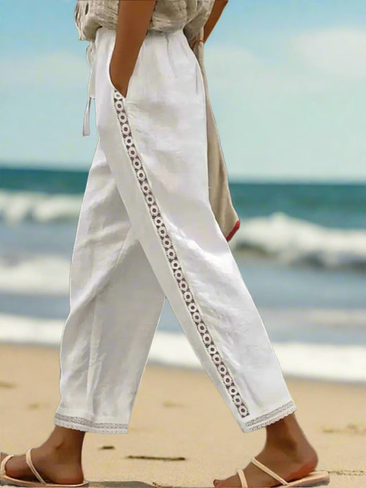 ND | Pantalon boho blanc avec cordon de serrage