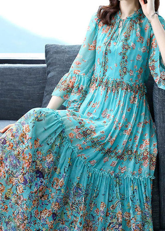 EP | Maxi-robe volumineuse en soie patchwork avec manches évasées
