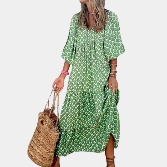 EP | Maxi-robe multicouche à manches bouffantes