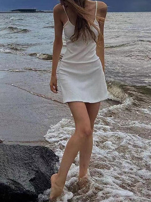 EP | Mini-robe de plage blanche d'été