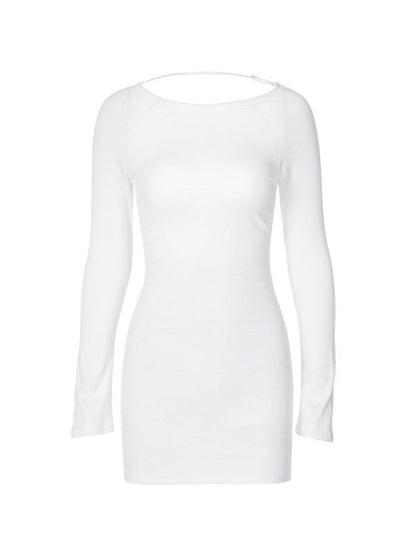 EP | Blanc Mini-robe dos nu à manches longues