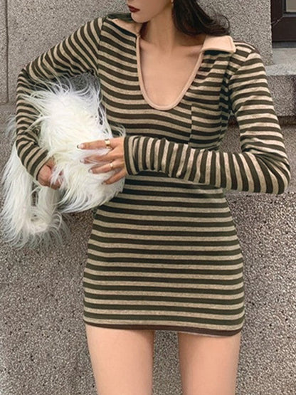 EP | Polo Mini-robe rayée à manches longues