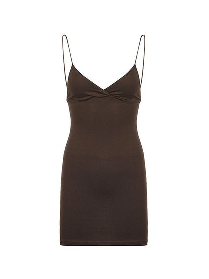 EP | Mini-robe slip marron vintage