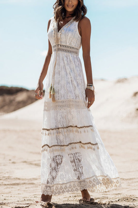 EP | Boho Kisses Maxi-robe avec glands et dentelle
