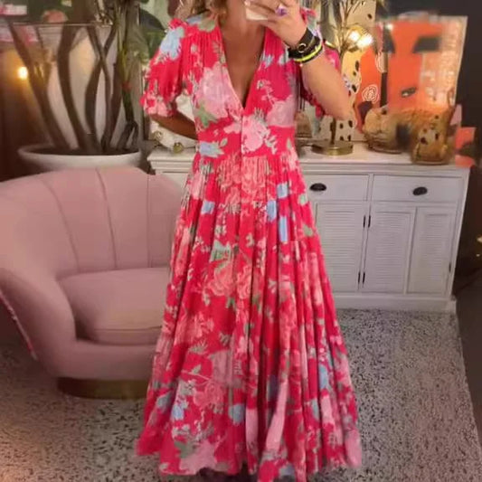 EP | Confortable robe longue avec décolleté en V et poche