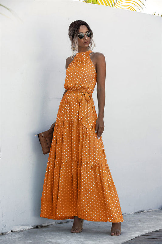 EP | Maxi-robe avec ceinture à nouer et imprimé à pois multicolore