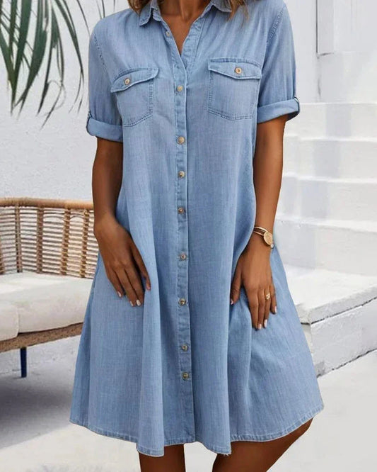 EP | Robe midi à manches courtes avec fermeture à boutons