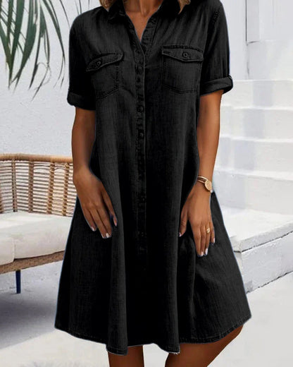 EP | Robe midi à manches courtes avec fermeture à boutons