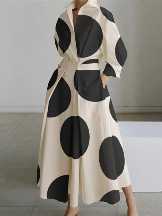 EP | Maxi robe imprimée, taille haute et tempérament