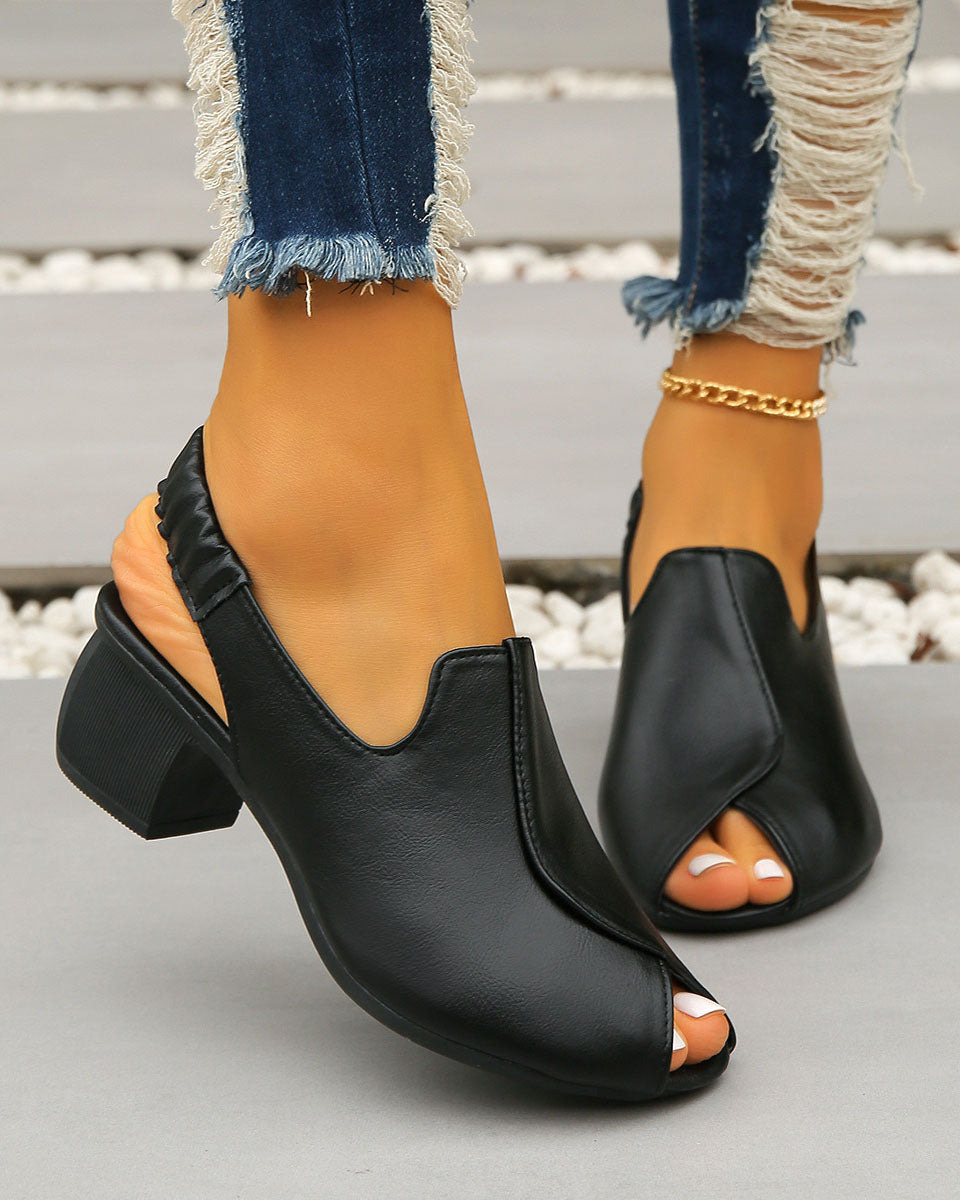 EP | Sandales à talon peep-toe et bride cheville