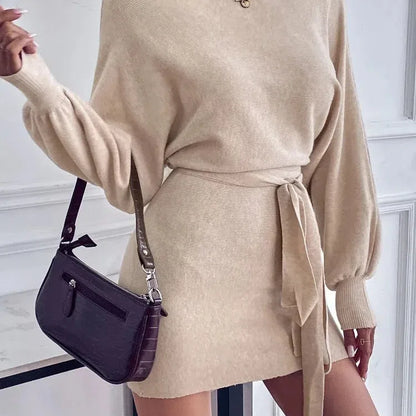 EP | Elégante robe bodycon manches longues femme laine mini-robe