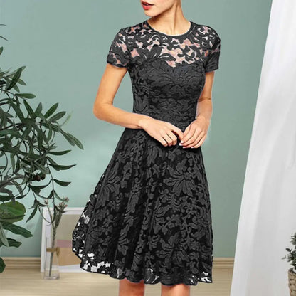 EP | Elégante mini robe d'été plus size A-ligne col rond Style