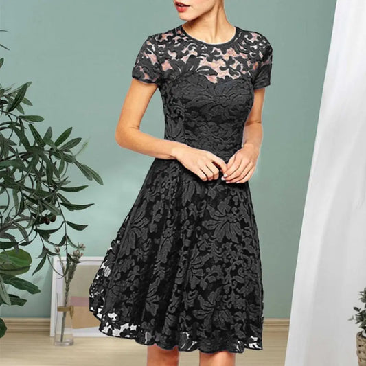 EP | Elégante mini robe d'été plus size A-ligne col rond Style