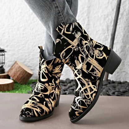 2024 Hot Sale Ladies Shoes Side Zipper Women's Boots Fashion Plus Size Modern Boots Women New Crystal Round Toe Mid-Calf Boots