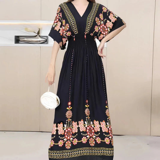 EP | Maxi-robe boho avec imprimé floral et manches kimono