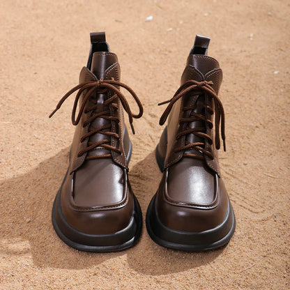 ND | Bottines à lacets en cuir marron