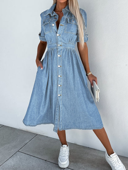 ND | Robe denim professionnelle : solide patchwork de cols roulés