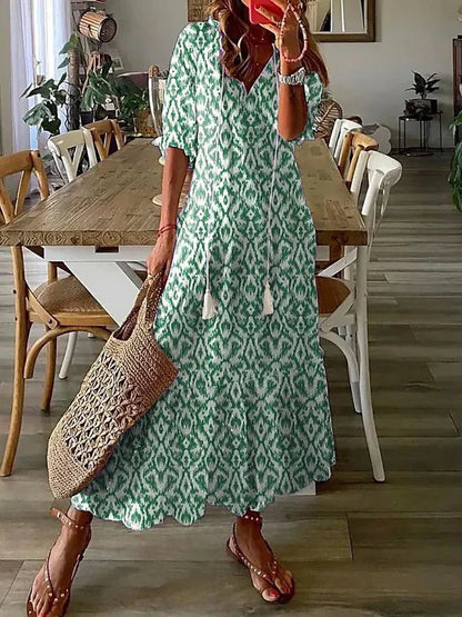 EP | Robe midi à motifs boho avec manches courtes