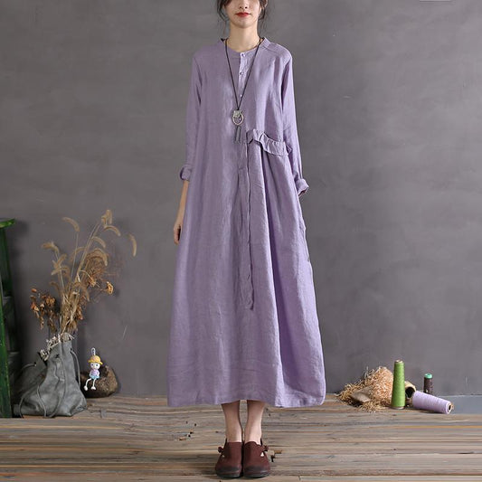 EP | Robe maxi vintage à manches courtes.