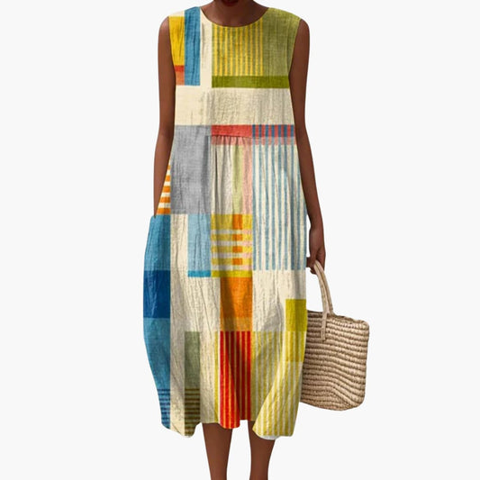 EP | Robe midi sans manches pour femme avec lien dans le dos et poches