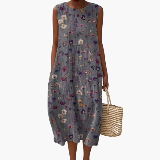 EP | Robe midi sans manches pour femme avec imprimé floral et poches