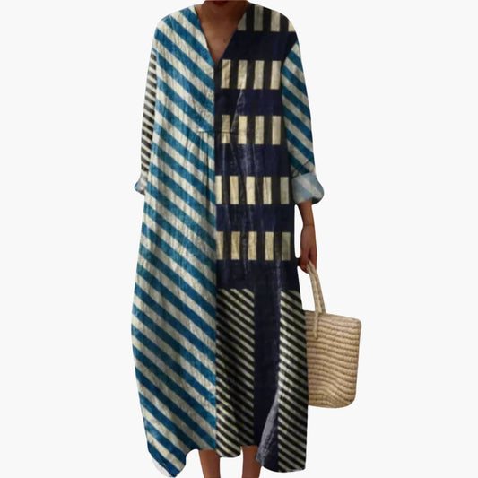 EP | Femme manches longues décolleté en V robe midi longueur cheville