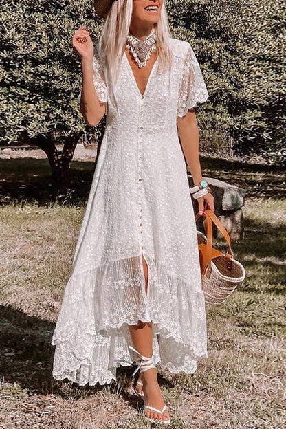 EP | Robe col V Slim Dentelle florale Robe midi