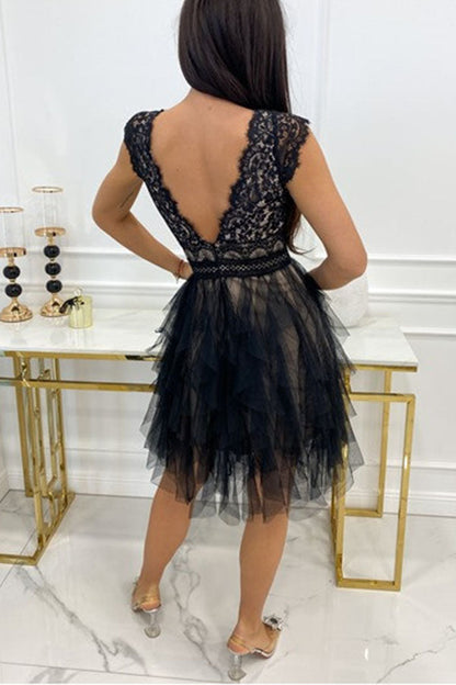 EP | Col en V Robe midi sans manches en dentelle