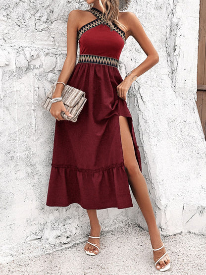 EP | Devine Robe midi sans manches plissée et fendue