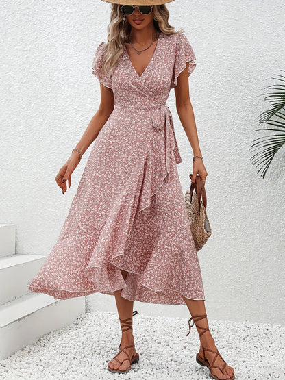 EP | maxi-robe aérienne avec manches ruchées et bande de taille