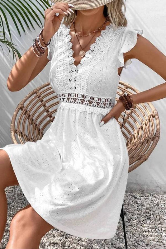 EP | Casual Tricot Jacquard Encolure Mini-robe