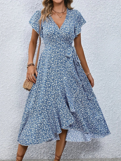 EP | maxi-robe aérienne avec manches ruchées et bande de taille