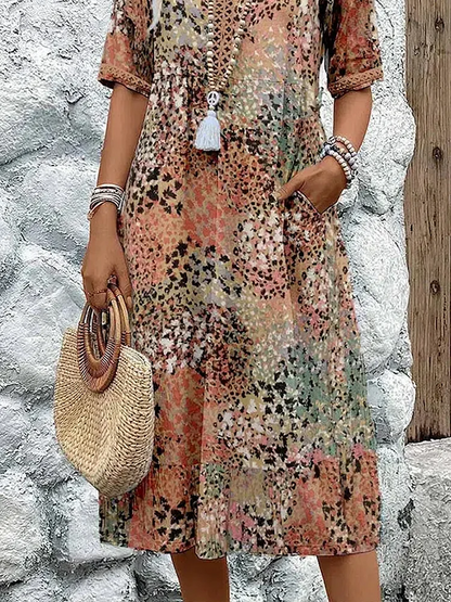 EP | Robe midi vibrante avec poches pour femmes