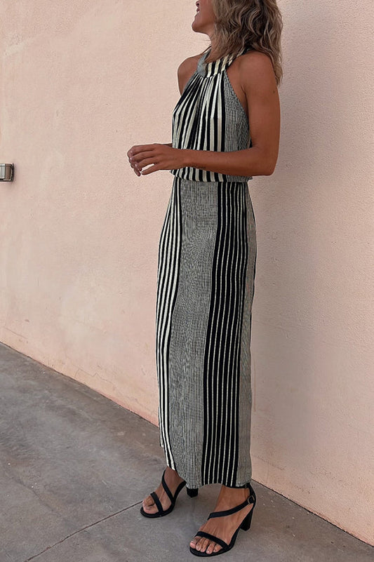 EP | One More Chance Robe midi rayée avec taille ajustable