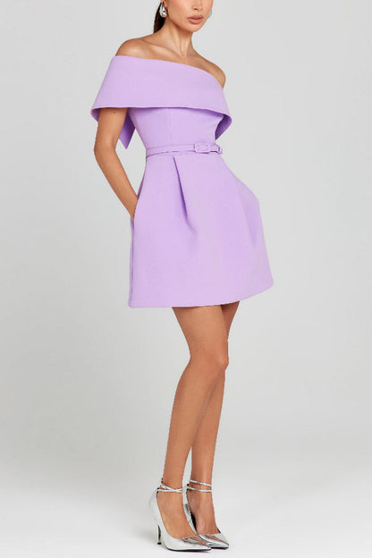 EP | Elégante Soirée Revers Bandeau Ceinture amovible Mini Robe Pochée