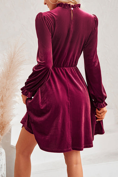 EP | Col roulé Mini-robe à manches longues en velours