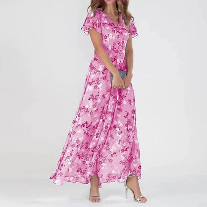 ND | Maxi-robe à manches ruchées et motif floral