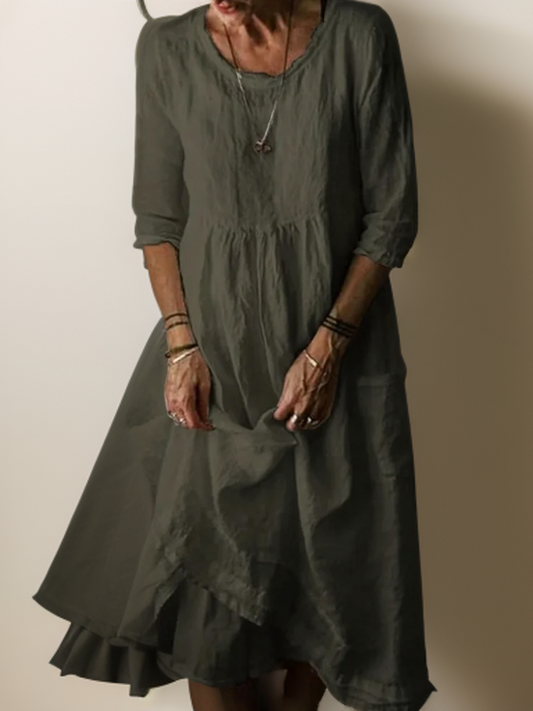 EP | Eté Robe midi plissée en coton et lin