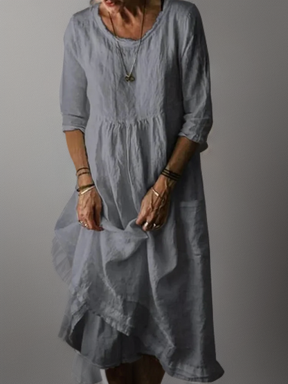 EP | Eté Robe midi plissée en coton et lin