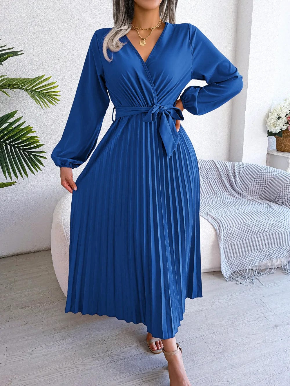 EP | Longue robe plissée en mousseline de soie
