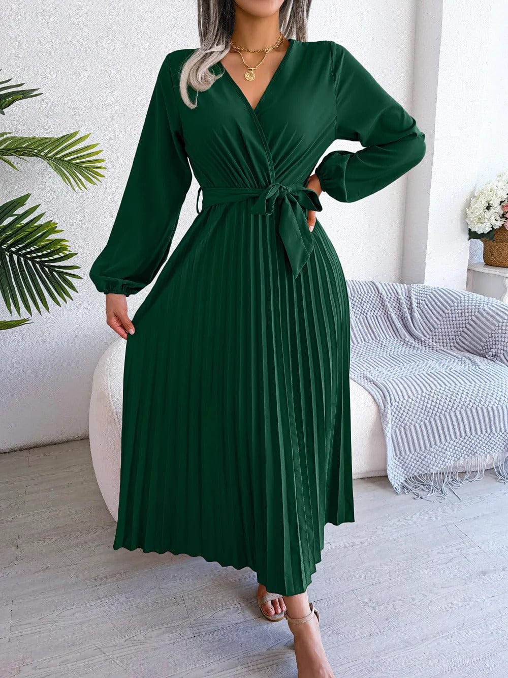 EP | Longue robe plissée en mousseline de soie