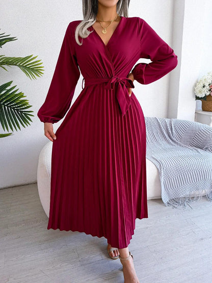 EP | Longue robe plissée en mousseline de soie