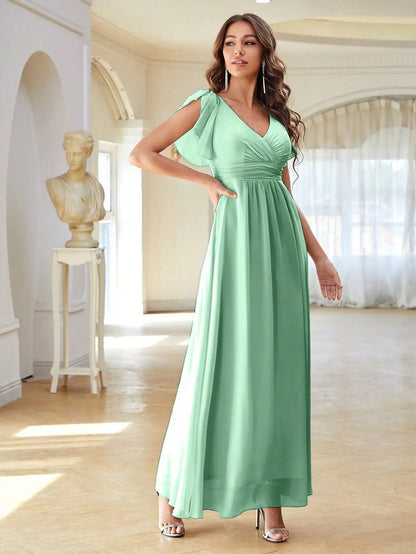 EP | Robe maxi col V manches courtes