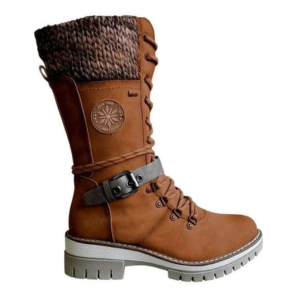 EP | Bottes d'hiver avec boucles, dentelle et motif tricoté au milieu du mollet