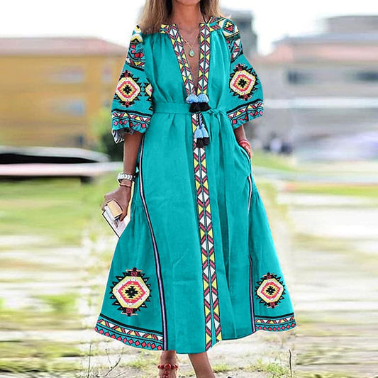EP | Bohème Maxi-robe avec décolleté en V