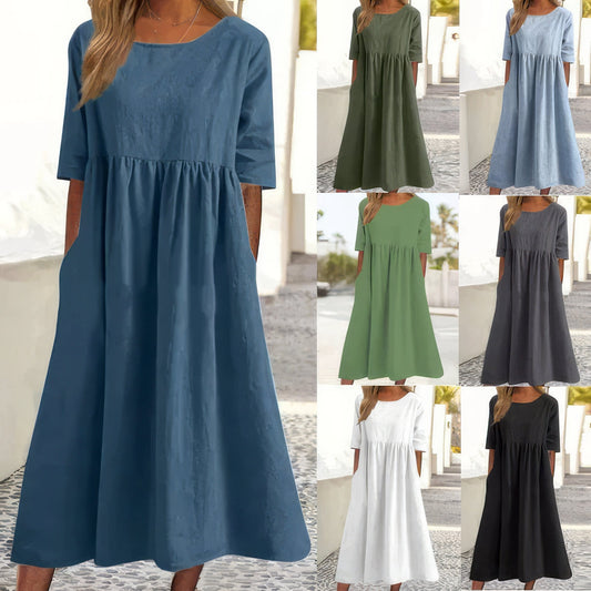 EP | Robe en coton avec col rond et poches